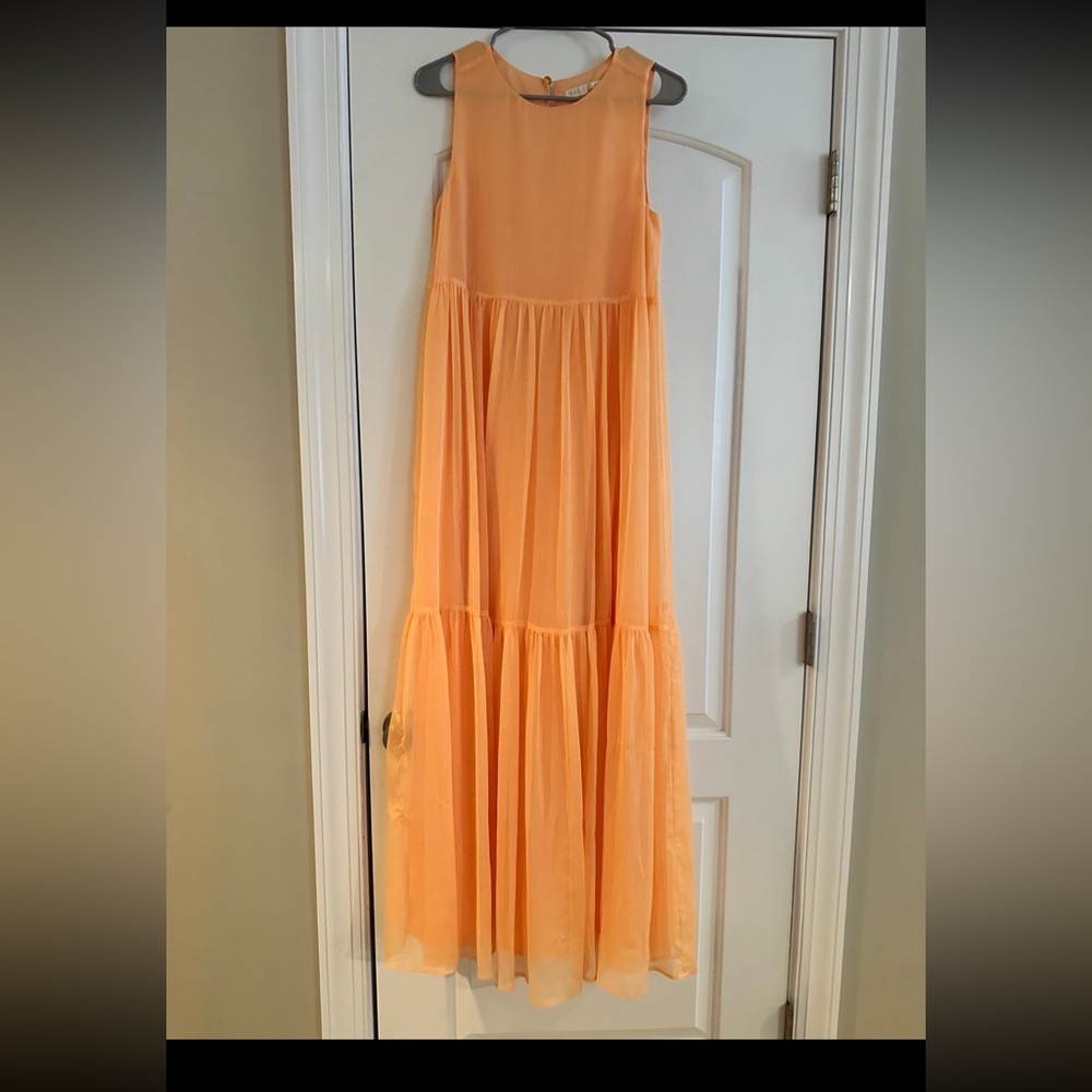 Marie Oliver Vibrant Orange sheer  Maxi Dress